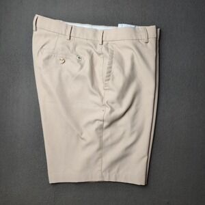 Peter Millar Chino Short Mens 40 Beige 9" Flat Front Golf Polyester Stretch Worl